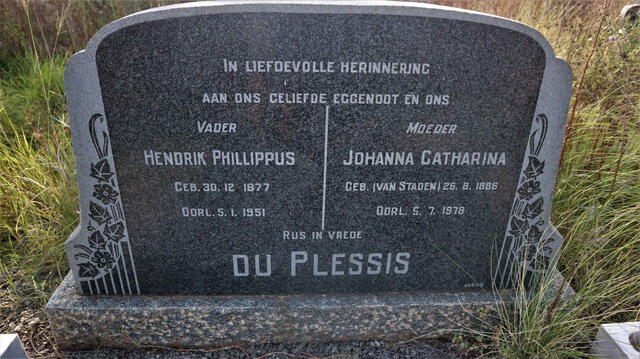 PLESSIS Hendrik Phillippus, du 1877-1951 & Johanna Catharina VAN STADEN 1886-1978