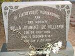 JOUBERT Willa nee DE VILLIERS 1890-1971