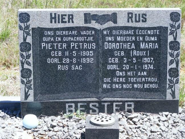 BESTER Pieter Petrus 1905-1992 & Dorothea Maria ROUX 1907-1974