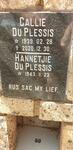 PLESSIS Callie, du 1939-2020 & Hannetjie 1943-