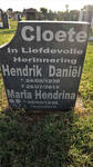 CLOETE Hendrik Daniel 1936-2015 & Maria Hendrina 1938-2018