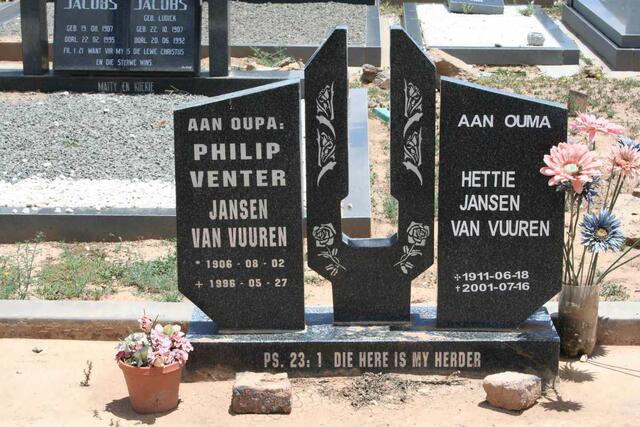 VUUREN Philip, Jansen van 1906-1996 & Hettie 1911-2001