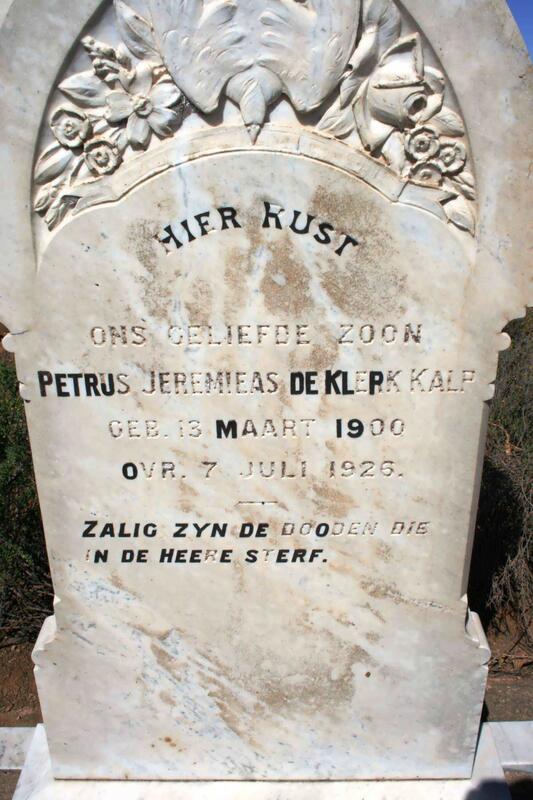 KALP Petrus Jeremias de Klerk 1900-1926