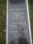 SUTTON Aaron Peter Dennis 1927-2018  & Edith MEY 1925-2018 :: :: URBAN Noleen Joy nee SUTTON 1954-2015