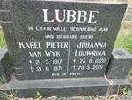 LUBBE Karel Pieter Van Wyk 1917-1971 & Johanna Louwrina 1920-2001