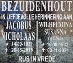 BEZUIDENHOUT Jacobus Nicholaas 1931-2015 & Wilhelmina Susanna 1932-2021