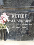 RETIEF Paul Andries 1933-2011