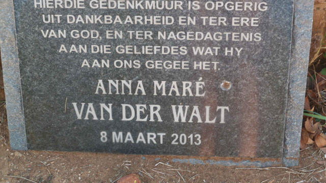 WALT Anna Mare, van der -2013