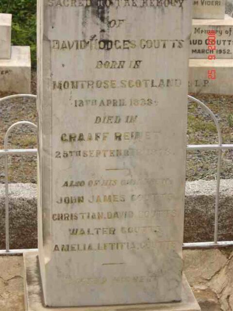 COUTTS David Hodges 1838-1878 :: COUTTS John James :: COUTTS Christian David :: COUTTS Walter :: COUTTS Amelia Letitia
