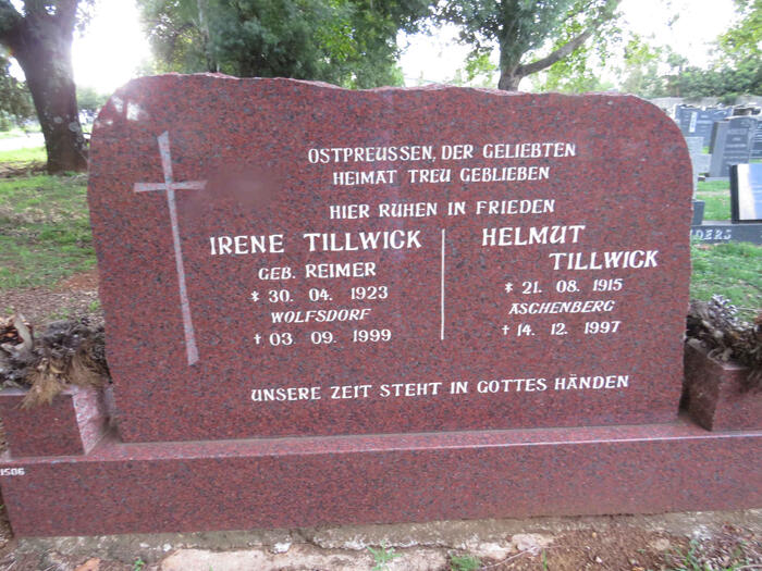 TILLWICK Helmut 1915-1997 & Irene REIMER 1923-1999
