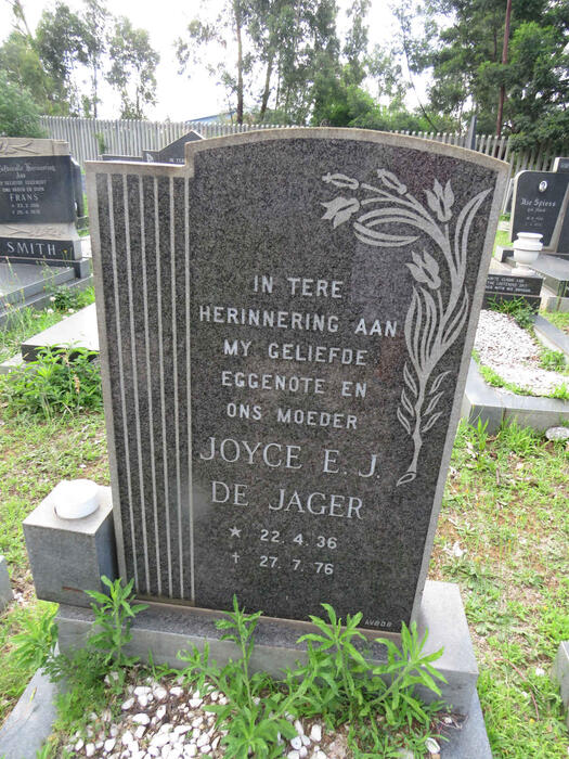 JAGER Joyce E.J., de 1936-1976
