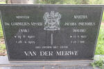 MERWE Cornelius Visser, van der 1920-1985 & Martha Jacoba Pretorius 1922-1991