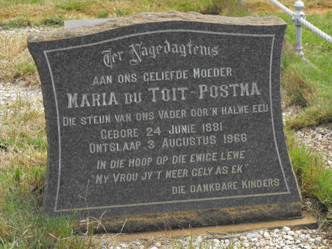TOIT Maria, du nee POSTMA 1881-1966