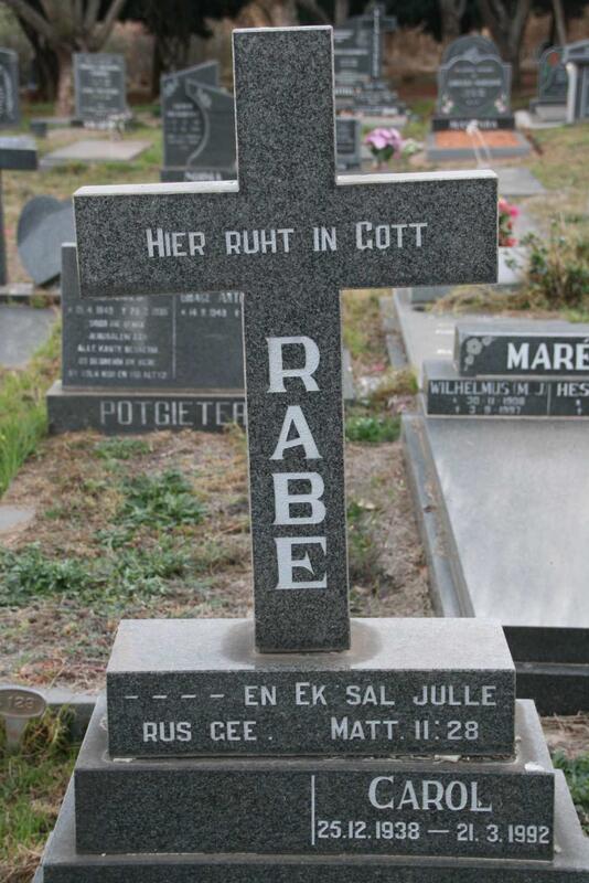 RABE Carol 1938-1992