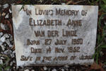 LINDE Elizabeth Anne, van der 1950-1952