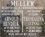 MULLER Arnold Hendrik 1943-2009 & Thomasina 1945-2022