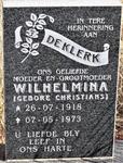 KLERK Wilhelmina, de nee CHRISTIANS 1918-1973