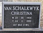 SCHALKWYK Christina, van 1964-1990