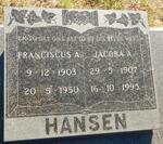 HANSEN Franciscus A. 1903-1950 & Jacoba A. 1907-1995