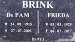 BRINK Pam 1915-2003 & Frieda 1929-2017