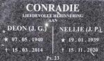 CONRADIE J.G. 1940-2014 & J.P. 1939-2020