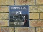 PICK Elizabeth Maria 1925-2021