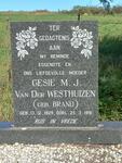 WESTHUIZEN M.J., van der nee BRAND 1929-1991