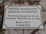ROOYEN Johanna Magdalena, van nee MARTIN 1933-2019