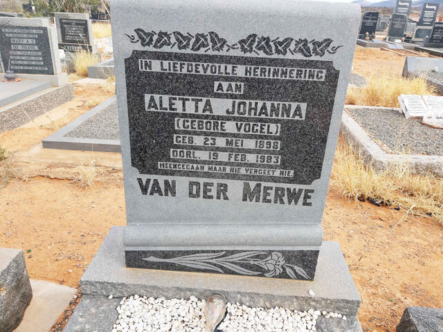 MERWE Aletta Johanna, van der nee VOGEL 1898-1983