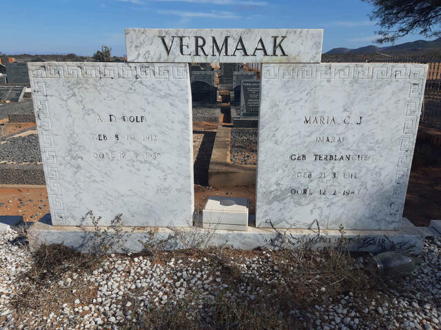 VERMAAK A.D. 1912-1989 & Maria C.J. TERBLANCHE 1912-1983