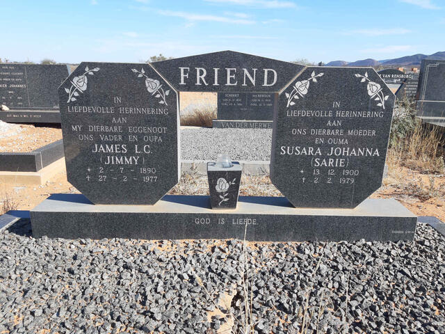 FRIEND James L.C. 1890-1977 & Susara Johanna 1900-1979