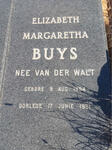 BUYS Elizabeth Margaretha nee VAN DER WALT 1894-1981