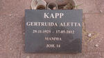 KAPP Gertruida Aletta 1925-2012