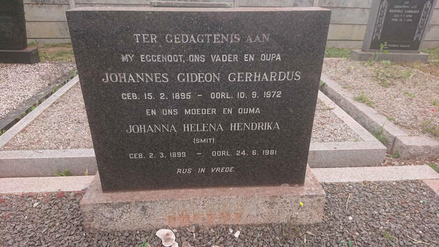 EHLERS Johannes Gideon Gerhardus 1895-1972 & Johanna Helena Hendrika SMIT 1899-1981