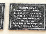 HENDERSON Desmond 1925-2010 & Rona 1929-2019
