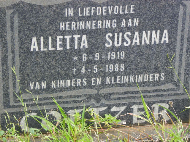 COETZER Aletta Susanna 1919-1988