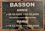 BASSON Annie 1933-2009 :: BASSON Maria 1938-2009