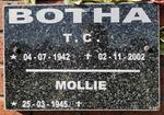 BOTHA T.C. 1942-2002 & Mollie 1945-