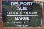 DELPORT Alie 1943-2016 & Marge 1944