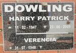 DOWLING Harry Patrick 1947-2009 & Verencia 1948-