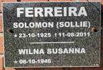 FERREIRA Solomon 1925-2011 & Wilna Susanna 1946-