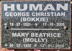 HUMAN George Christian 1921-2005 & Mary Beatrice 1925-2010