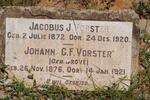 VORSTER Jacobus Johannes 1872-1920 & Johanna G.F. Grove 1876-1921
