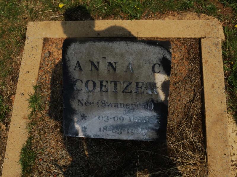 COETZER Anna C. nee SWANEPOEL 1928-1983