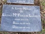 LAZARUS Lillias McFarlane nee HULLEY 1905-1992