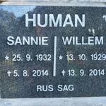 HUMAN Willem 1929-2014 & Sannie 1932-2014