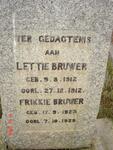 BRUWER Frikkie 1923-1923 :: BRUWER Lettie 1912-1912