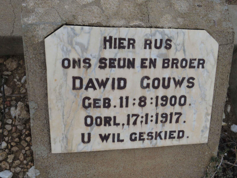 GOUWS Dawid 1900-1917