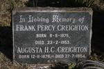 CREIGHTON Frank Percy 1875-1953 & Augusta H.C. 1876-1954