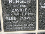 BURGER David F. 1959-2018 & Elbé VAN ZYL 1960-